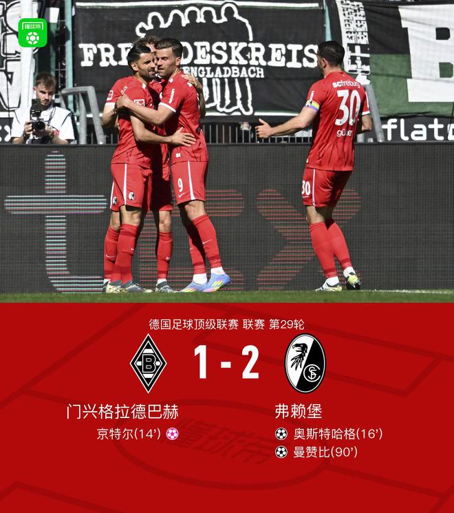 门兴弗赖堡1-2，京格尔乌龙，奥斯塔破门，曼赞绝杀。