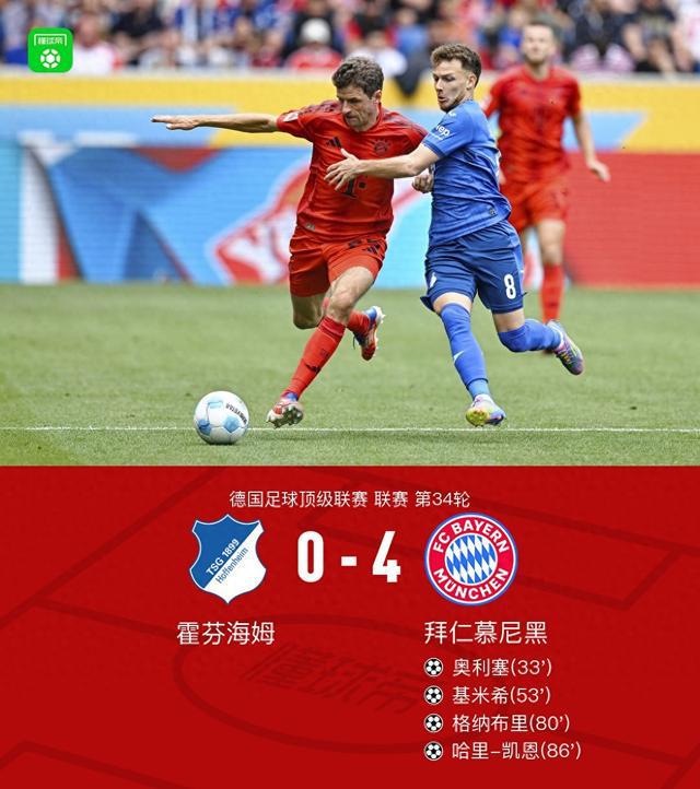 剑南春见证拜仁4-0大胜，奥利塞连四场传射，凯恩功不可没。
